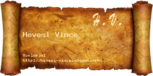 Hevesi Vince névjegykártya